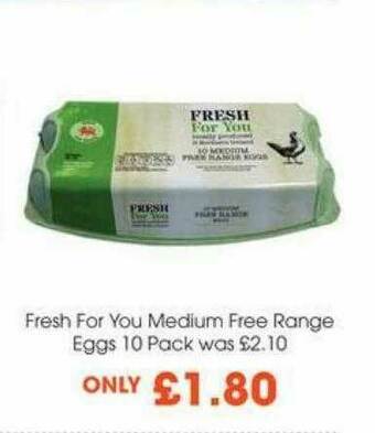 Centra Fresh For You Medium Free Range Eggs 10 Pack offer