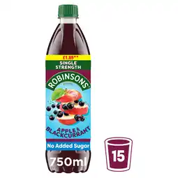 Iceland Robinsons Apple & Blackcurrant No Added Sugar Squash PMP 750ml offer
