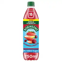 Iceland Robinsons Summer Fruits No Added Sugar Squash PMP 750ml offer