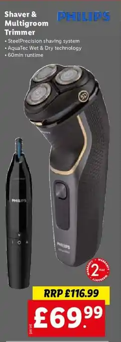 Lidl Philips Shaver & Multigroom Trimmer offer