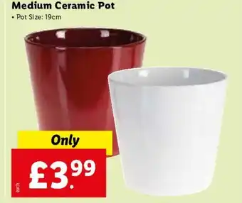 Lidl Medium Ceramic Pot 19cm offer