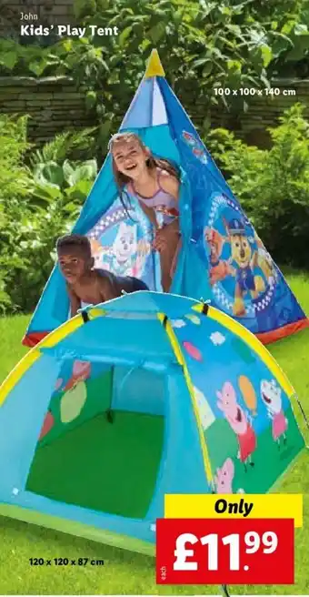 Lidl John Kids' Play Tent offer