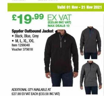 Costco Spyder Outbound Jacket offer