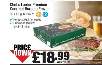 Booker Wholesale Chef's Larder Premium Gourmet Burgers Frozen offer