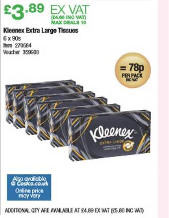 Costco Kleenex Extra Large Tissues offer