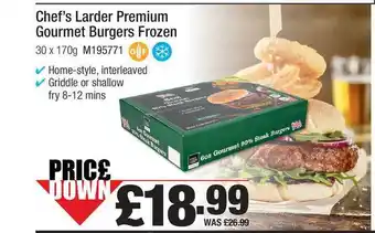 Makro Chef's Larder Premium Gourmet Burgers Frozen offer