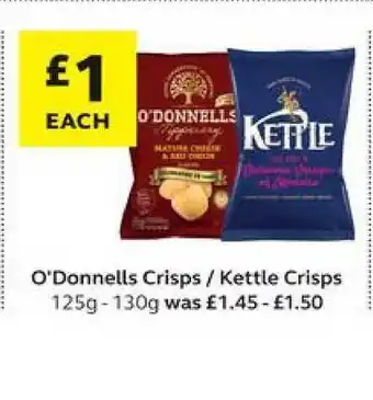 SuperValu O'donnells Crisps - Kettle Crisps 125g-130g offer
