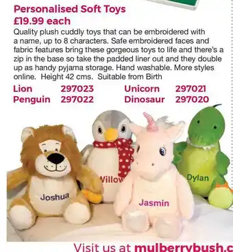 Personalised Soft Toys Unicorn