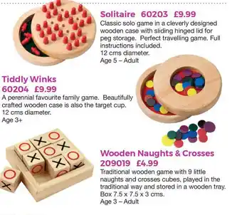 Mulberry Bush Solitaire , Tiddly Winks , Wooden Naughts & Crosses offer