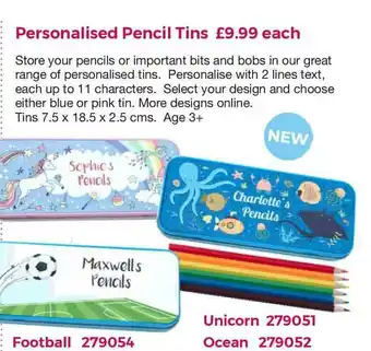 Mulberry Bush Personalised Pencil Tins offer