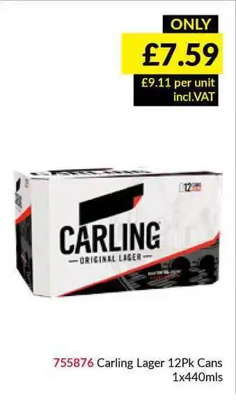 Musgrave MarketPlace Carling Lager 12Pk Cans offer