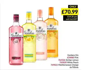 Musgrave MarketPlace Gordans Gin Pink Sicilian Lemon White Peach Mediterranean Orange offer