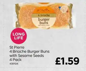 Bestway St Pierre 4 Brioche Burgers Buns With Sesame Seeds offer