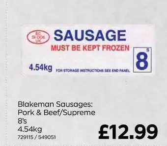 Bestway Blakeman Sausages Pork & Beef-Supreme offer