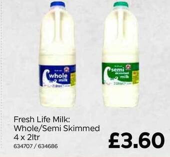 Bestway Fresh Life Milk Whole-Semi Skimmed offer