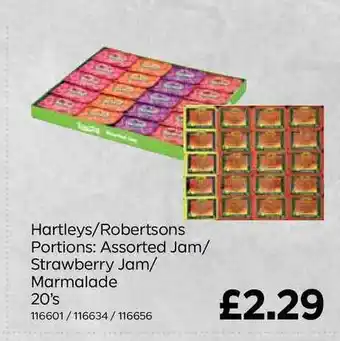 Bestway Hartleys-Robertsons Portions Assorted Jam-Strawberry Jam-Marmalade offer