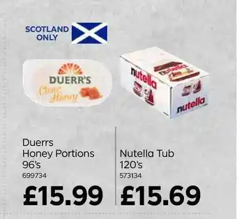 Bestway Duerrs Honey Portions Nutella Tub offer