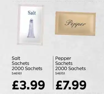 Bestway Salt Sachets 2000 Sachets Pepper Sachet 2000 Sachets offer