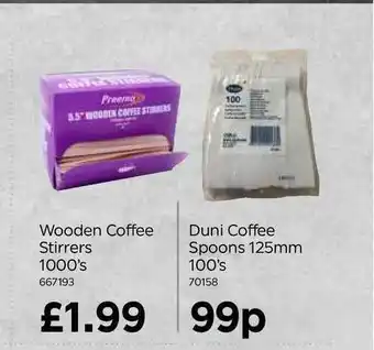 Bestway Wooden Coffee Stirrers Duni Coffee Spoons 125mm offer
