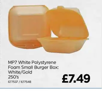 Bestway MP7 White Polytysrene Foam Small Burger Box White-Gold offer