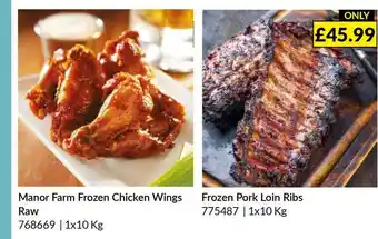 Musgrave MarketPlace Manor Farm Frozen Chicken Wings Raw , Frozen Pork Loin Ribs offer