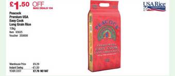 Costco Peacock Premium Usa Easy Cook Long Grain Rice offer