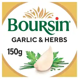 Iceland BOURSIN Garlic & Herbs Soft French Cream Cheese 150g offer