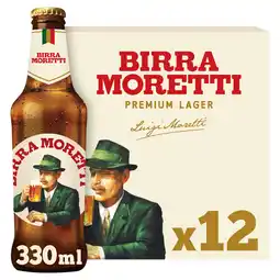 Iceland Birra Moretti Premium Lager Beer Bottle 12x330ml offer