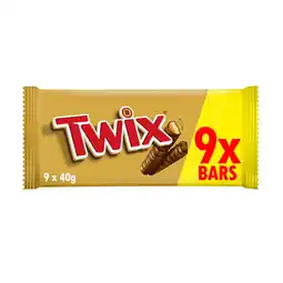 Iceland Twix Caramel & Milk Chocolate Fingers Twin Biscuit Snack Bars Multipack 9 x 40g offer