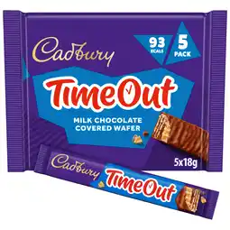 Iceland Cadbury Timeout Wafer Chocolate Bar 6 Pack Multipack, 121.2g offer