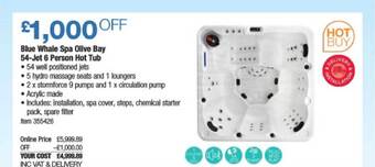 Costco Blue Whale Spa Olive Bay 54-jet 6 Person Hot Tub offer
