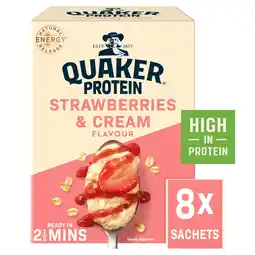 Iceland Quaker High in Protein Strawberries & Cream Porridge Sachets 8x42g offer