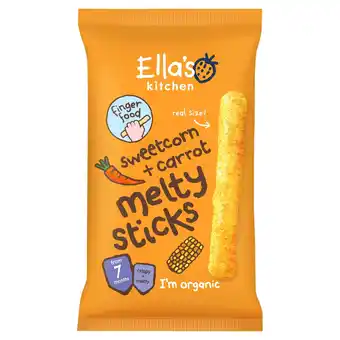 Morrisons Ella's Kitchen Sweetcorn and Carrot Melty Sticks Baby Snack 7+ Months offer