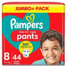 Morrisons Pampers Baby-Dry Nappy Pants Size 8, 44 Nappies, 19kg+, Jumbo+ Pack offer