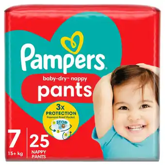 Morrisons Pampers Baby-Dry Nappy Pants Size 7, 25 Nappies, 17kg+, Essential Pack offer