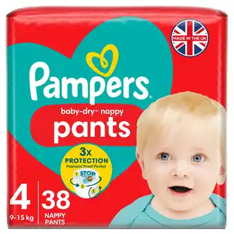 Morrisons Pampers Baby-Dry Nappy Pants Size 4, 38 Nappies, 9kg-15kg, Essential Pack offer