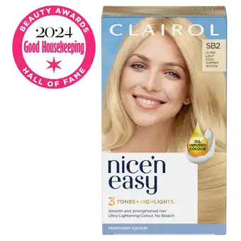 Morrisons Clairol Nice'n Easy Creme Perm Hair Dye - Sb2 Ultra Light Summer Blonde offer