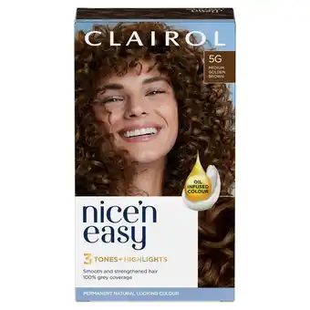 Morrisons Clairol Nice'n Easy Creme Permanent Hair Dye - 5g Medium Golden Brown offer