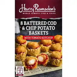 Iceland Harry Ramsdens 8 Battered Cod & Chip Potato Baskets 240g offer