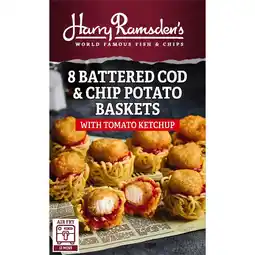 Iceland Harry Ramsdens 8 Battered Cod & Chip Potato Baskets 240g offer