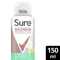 Morrisons Sure Women Antiperspirant Deodorant Aerosol Max Pro Freesia offer