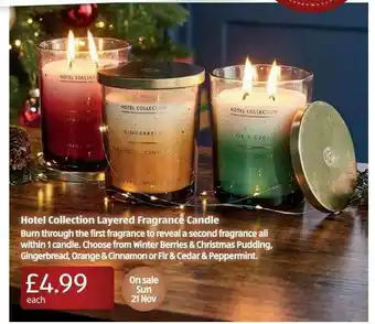 Aldi Hotel Collection Layered Fragrancer Candle offer
