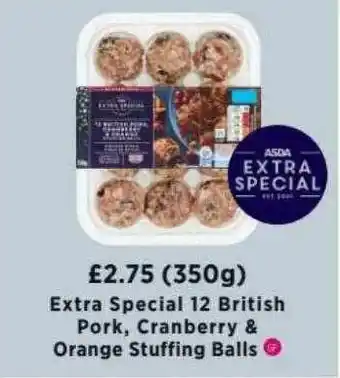 Asda Extra Special 12 British Pork Cranberry & Orange Stuffing Balls offer