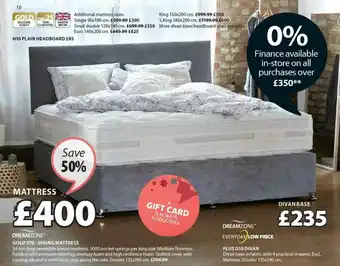 JYSK Gold S70-spring Mattress, Plus D10 Divan offer