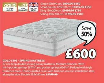 JYSK Gold S105-spring Mattress offer