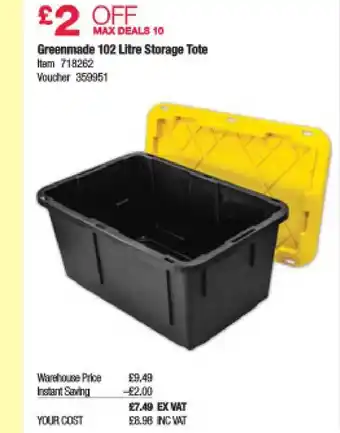 Costco Greenmade 102 Litre Storage Tote offer