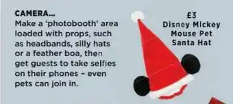 Asda Disney Mickey Mouse Pet Santa Hat offer