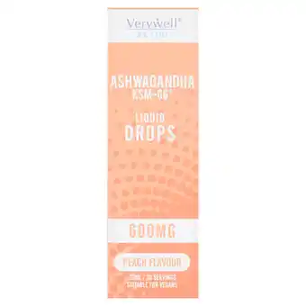 Asda Verywell Peach Flavour Ashwagandha KSM-66 Liquid Drops 600mg 30ml offer