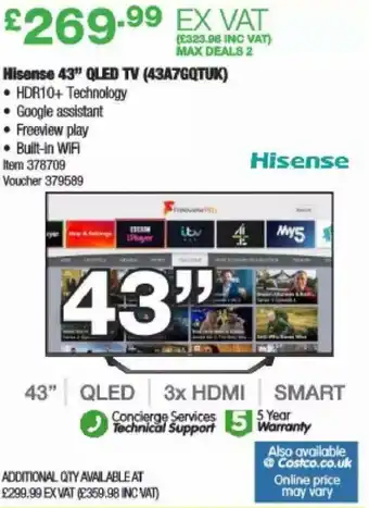 Costco HIsense 43" QLED TV offer