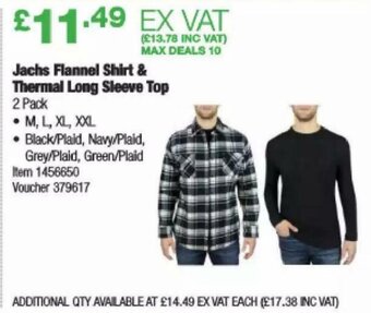 Costco Jachs Flannel Shirt & Thermal Long Sleeve Top offer